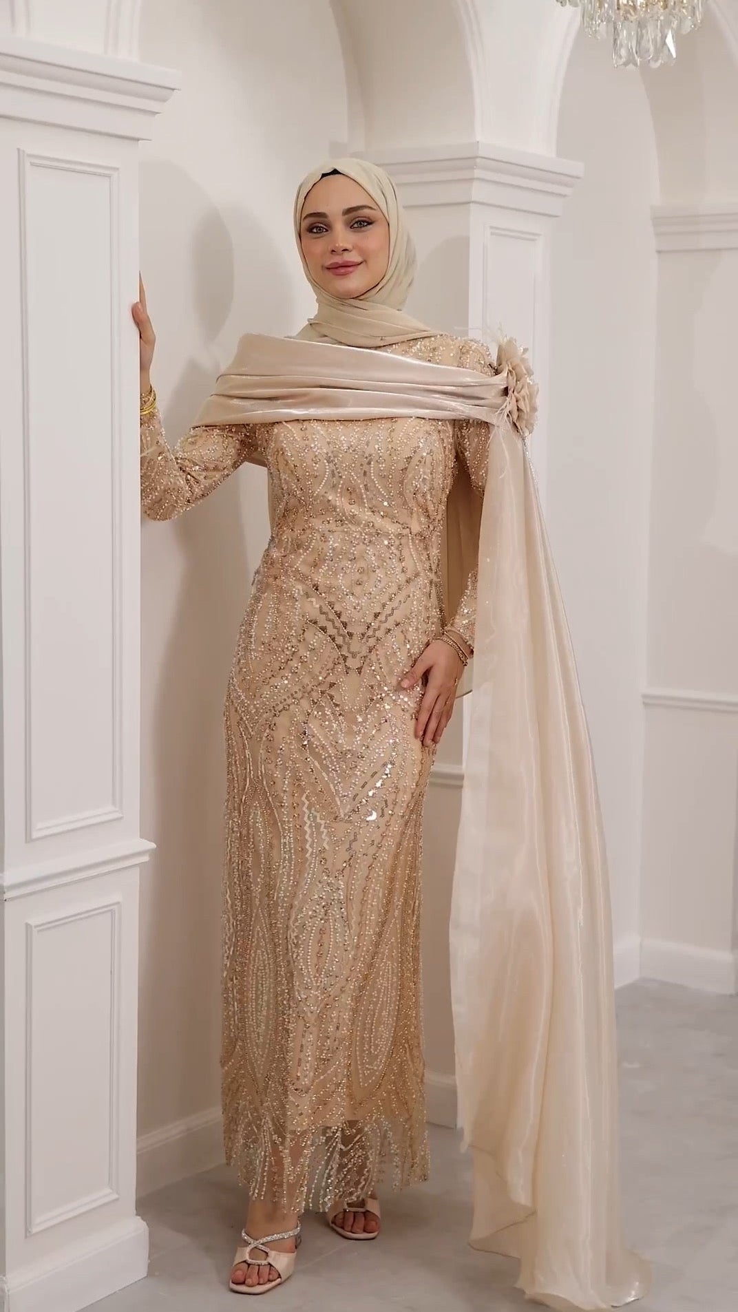 Embellished evening gown